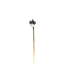 Antique Silver & 14k Pearl Diamond Pin