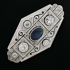 Antique Silver 2.33ctw Old Cut Large Diamond Open Filigree Oval Brooch