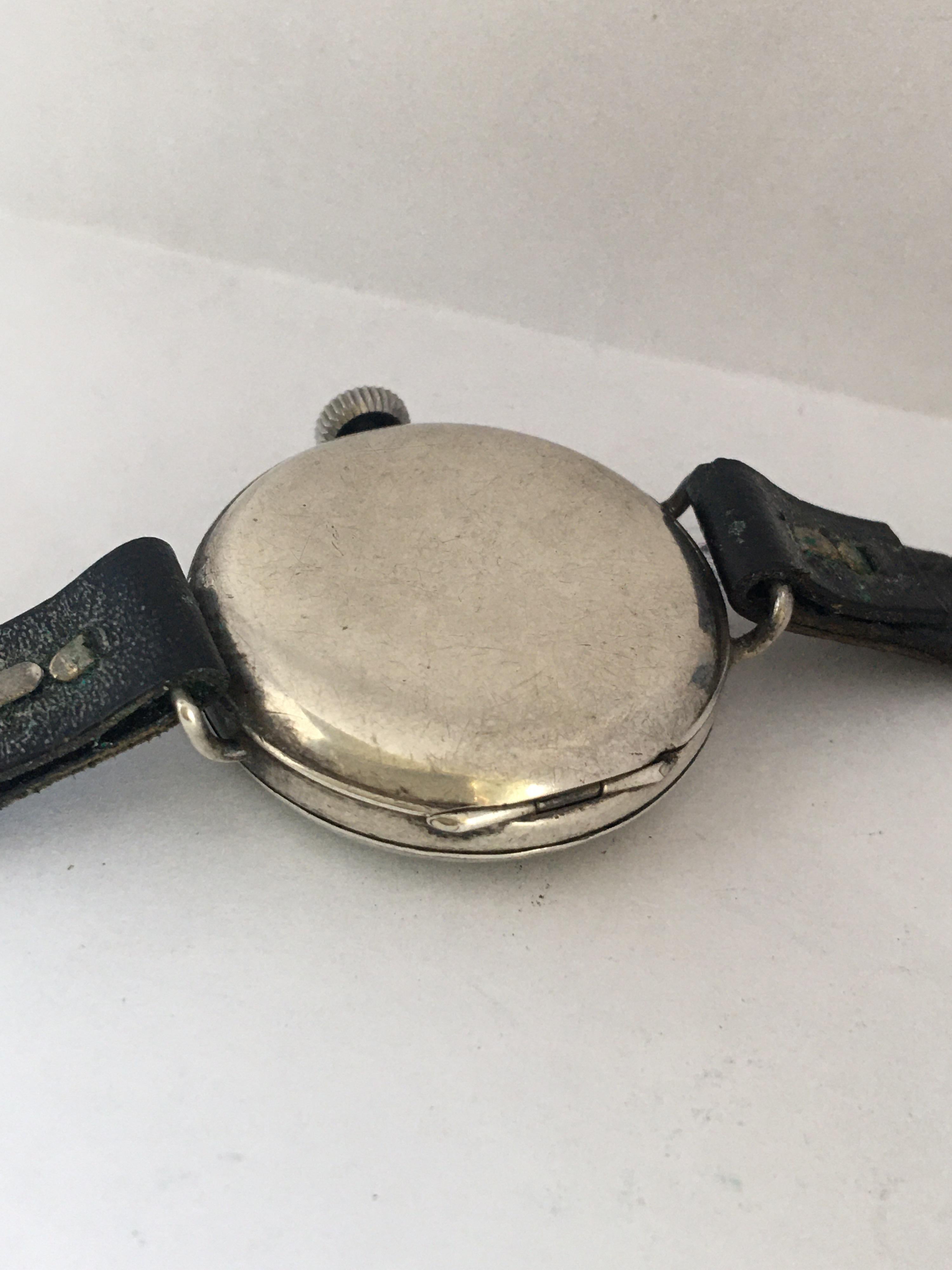 Antique Silver Diameter Hand Winding Trench Watch For Sale 3