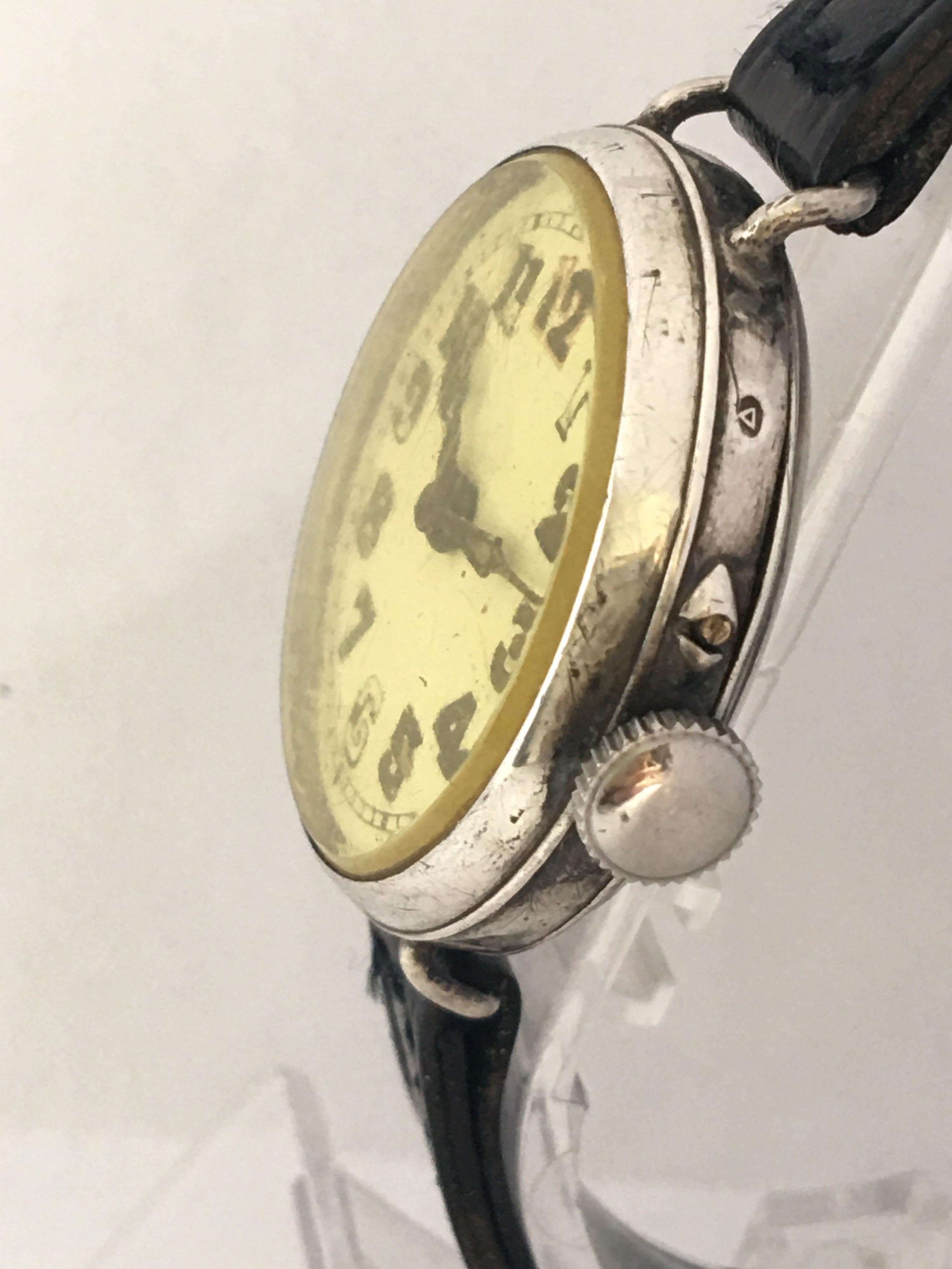 Antique Silver Diameter Hand Winding Trench Watch For Sale 5