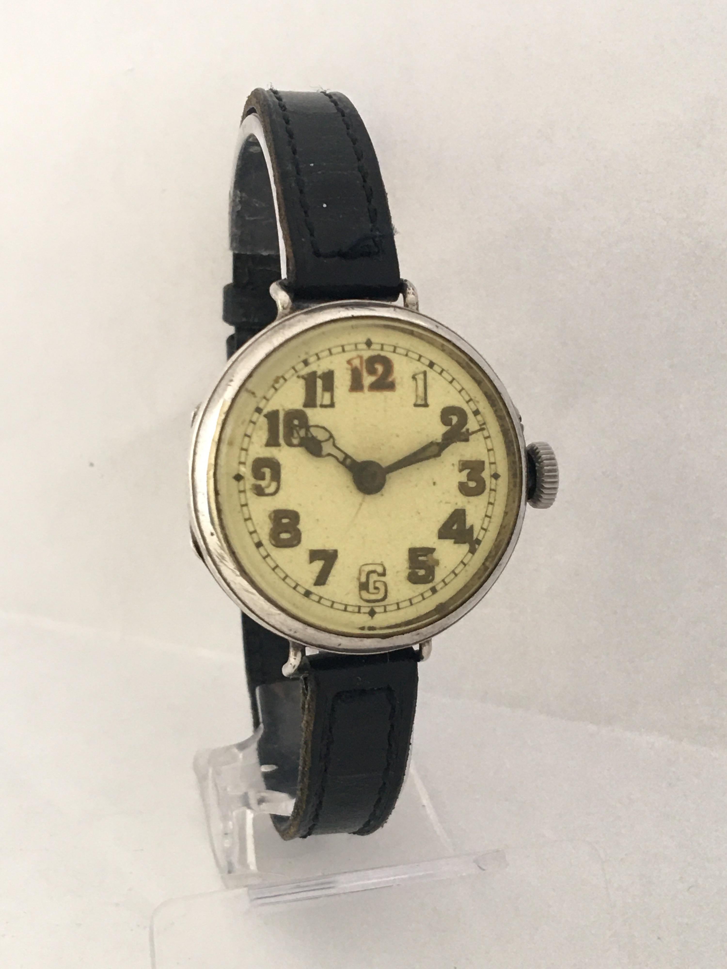 Antique Silver Diameter Hand Winding Trench Watch For Sale 7