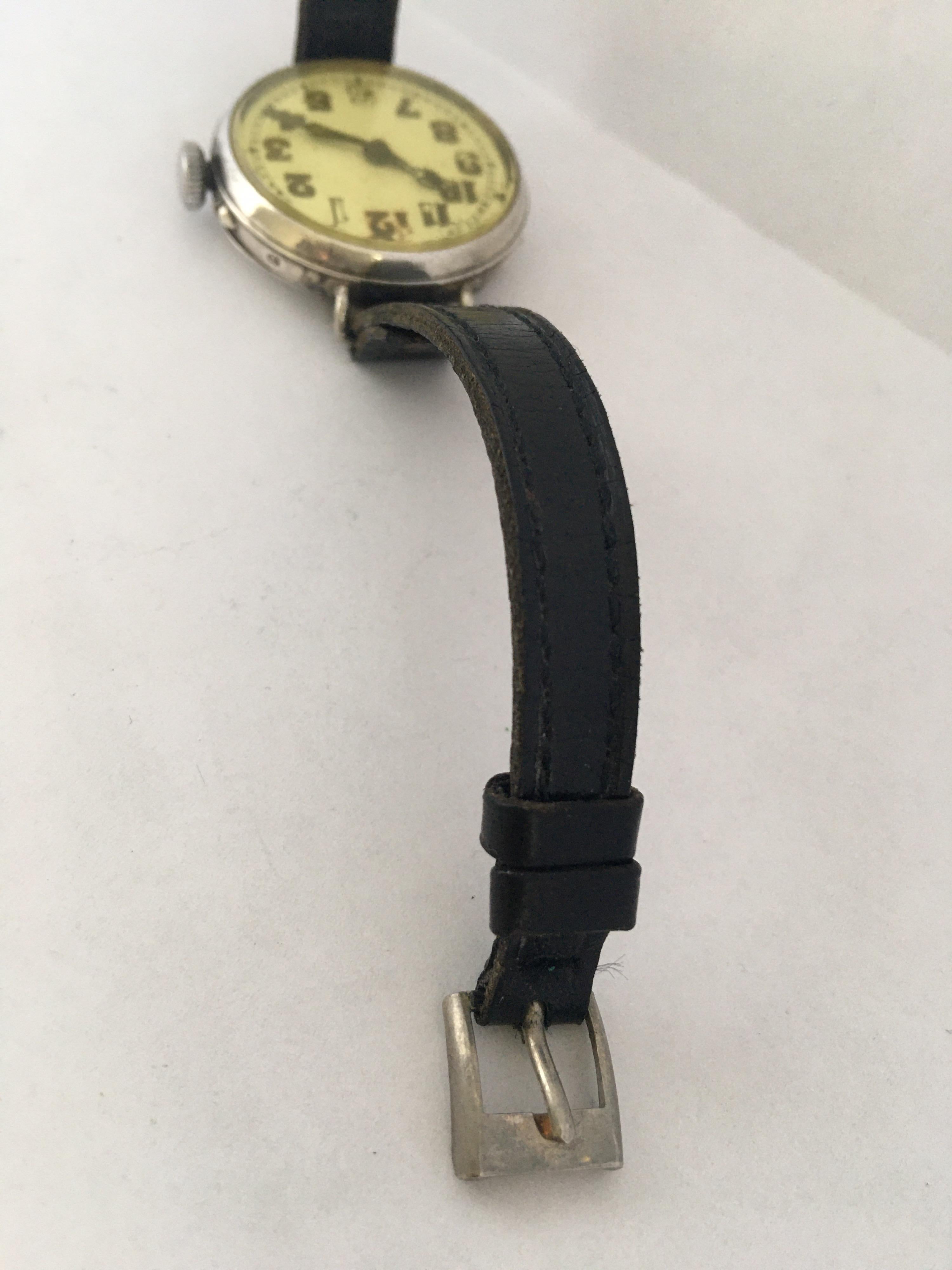 Antique Silver Diameter Hand Winding Trench Watch For Sale 2
