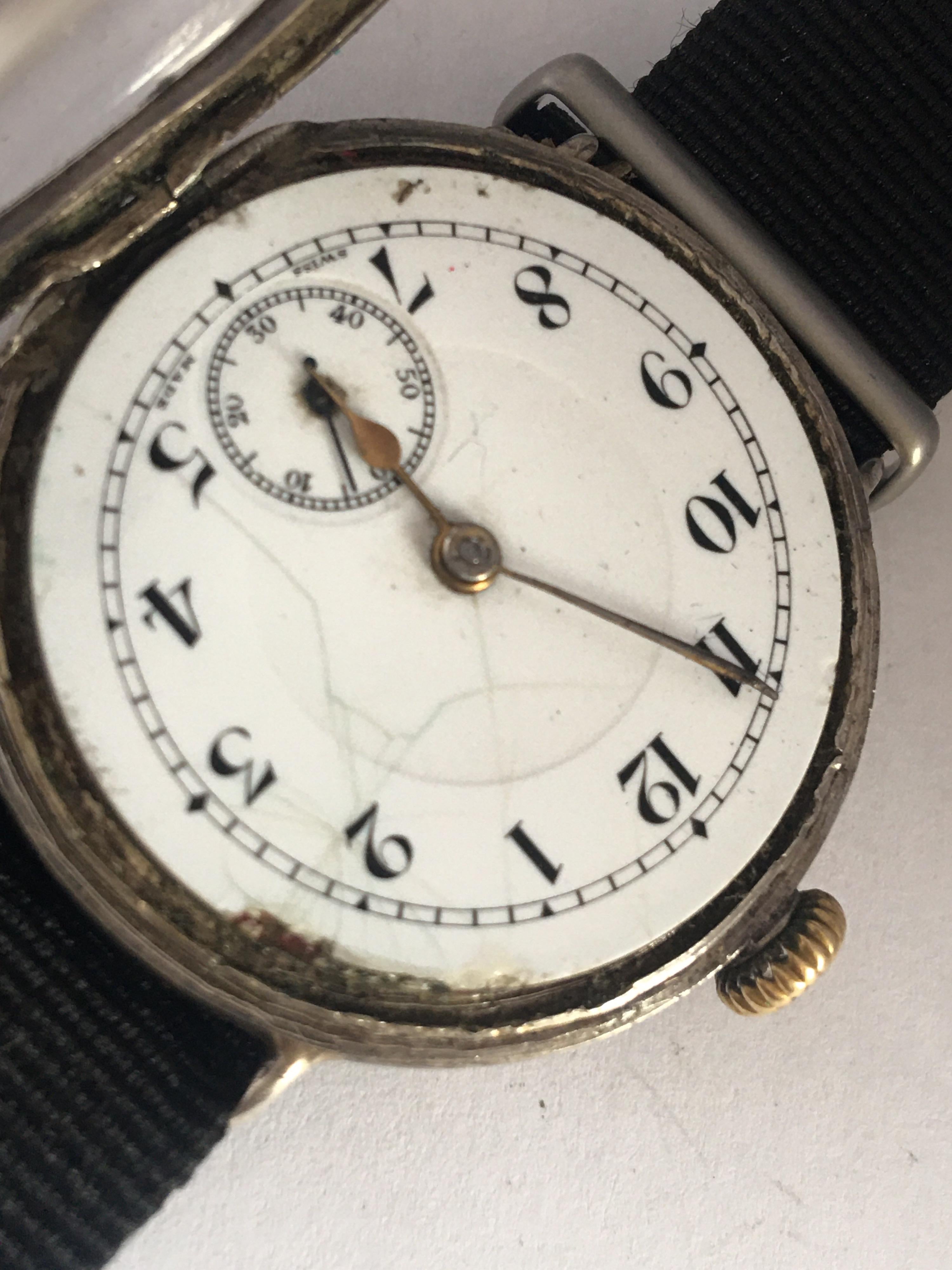 Antique Silver Mechanical Trench Watch 9