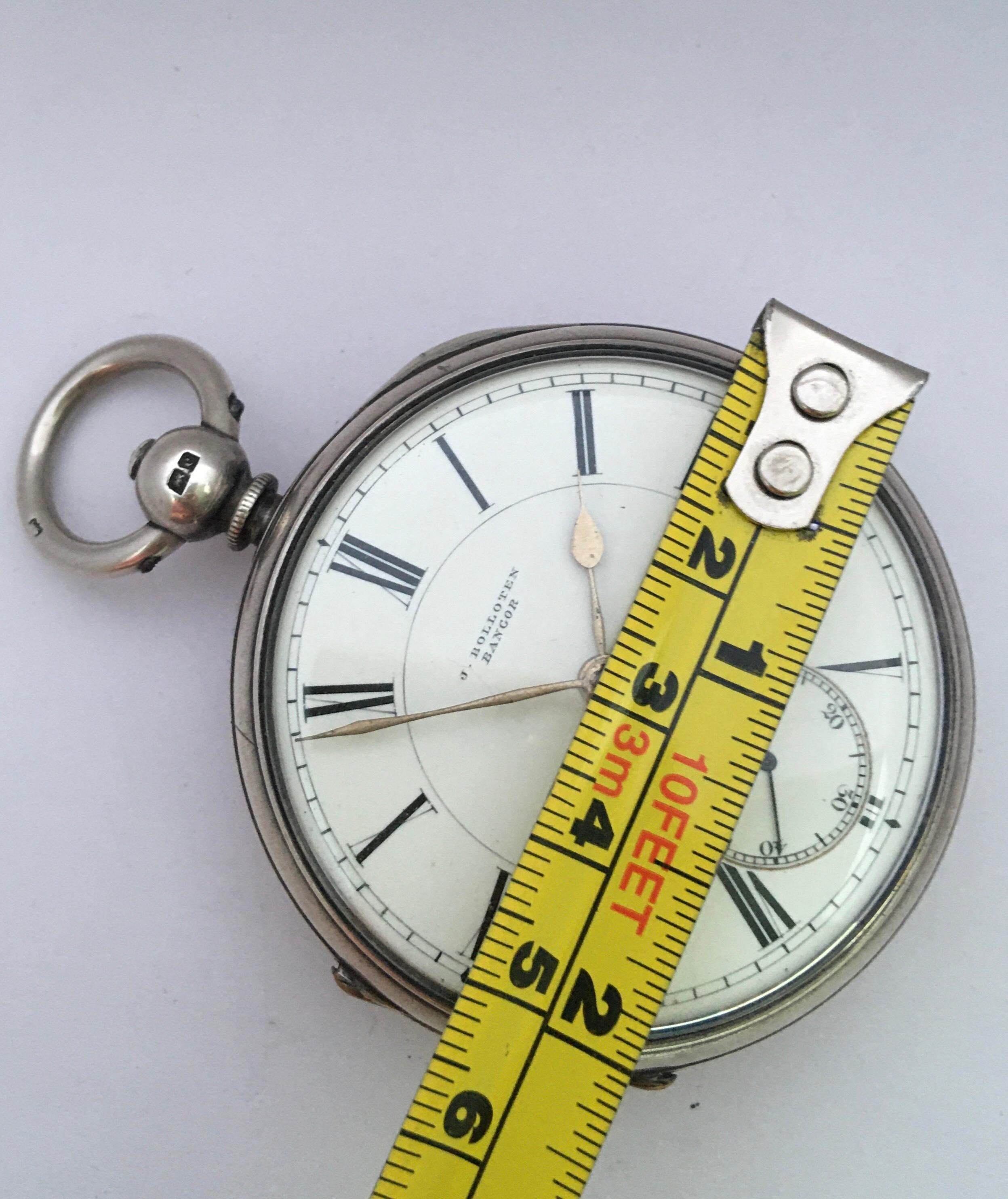 Antike silberne Taschenuhr mit Schlüsselaufzug Signiert J. Bolloten Bangor 7
