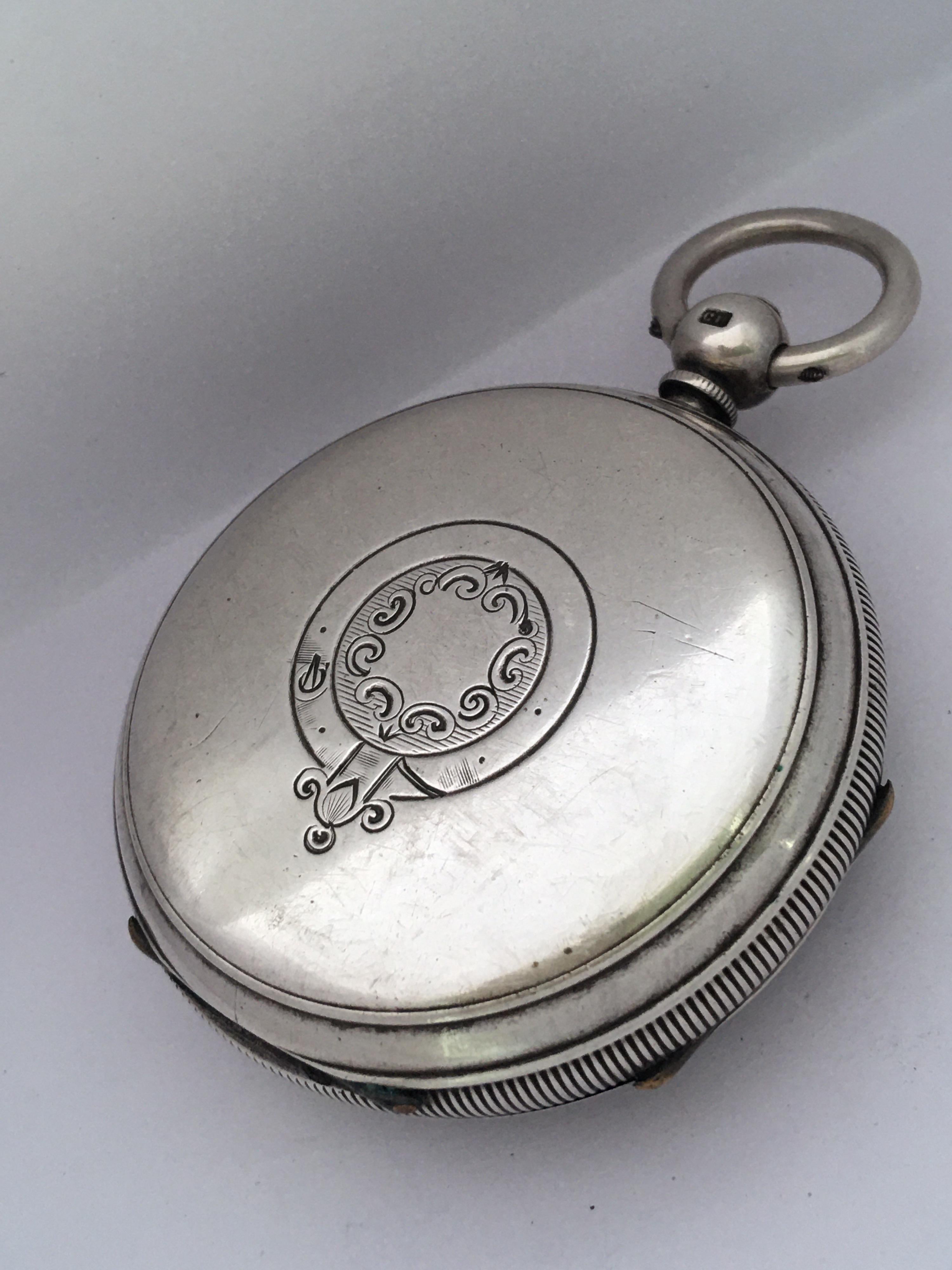Antike silberne Taschenuhr mit Schlüsselaufzug Signiert J. Bolloten Bangor 9