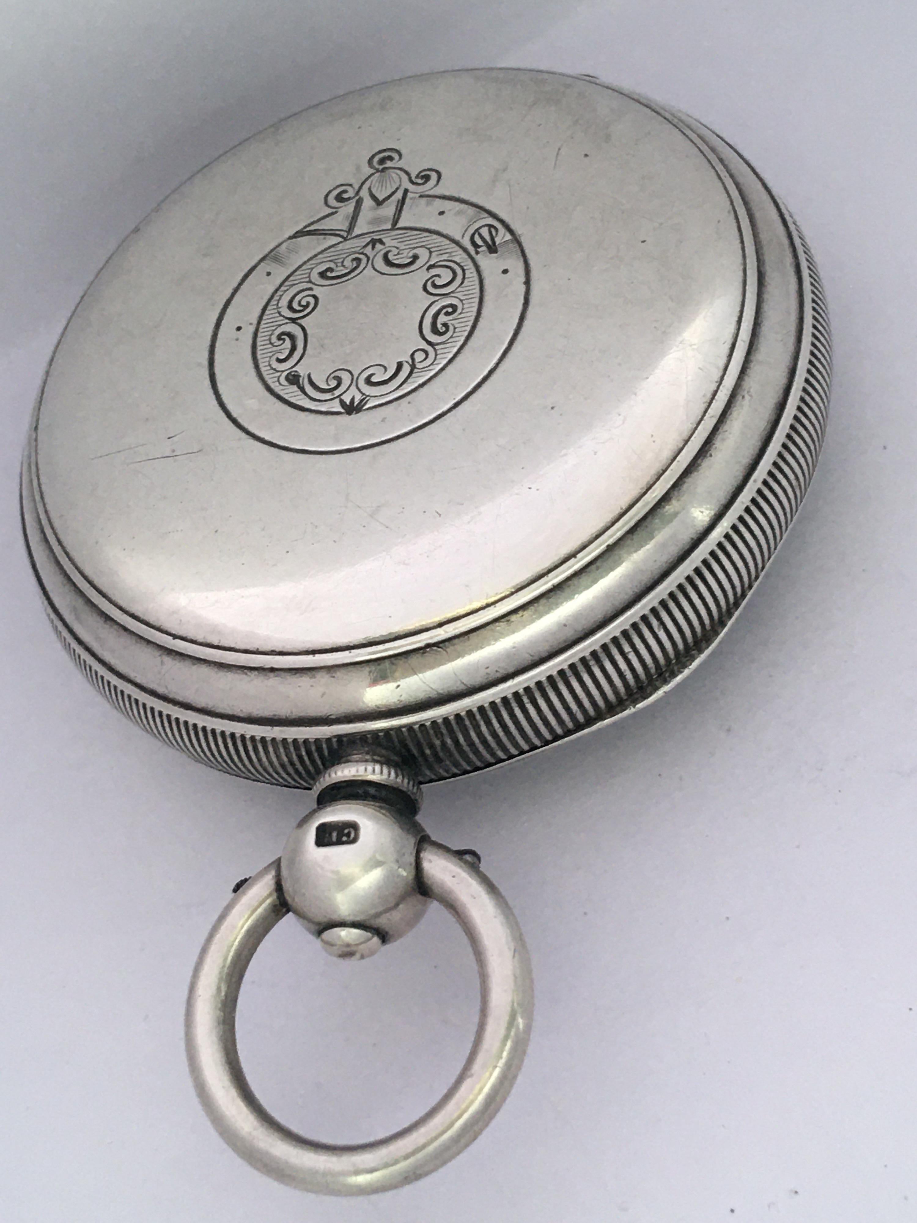Antike silberne Taschenuhr mit Schlüsselaufzug Signiert J. Bolloten Bangor im Zustand „Gut“ in Carlisle, GB