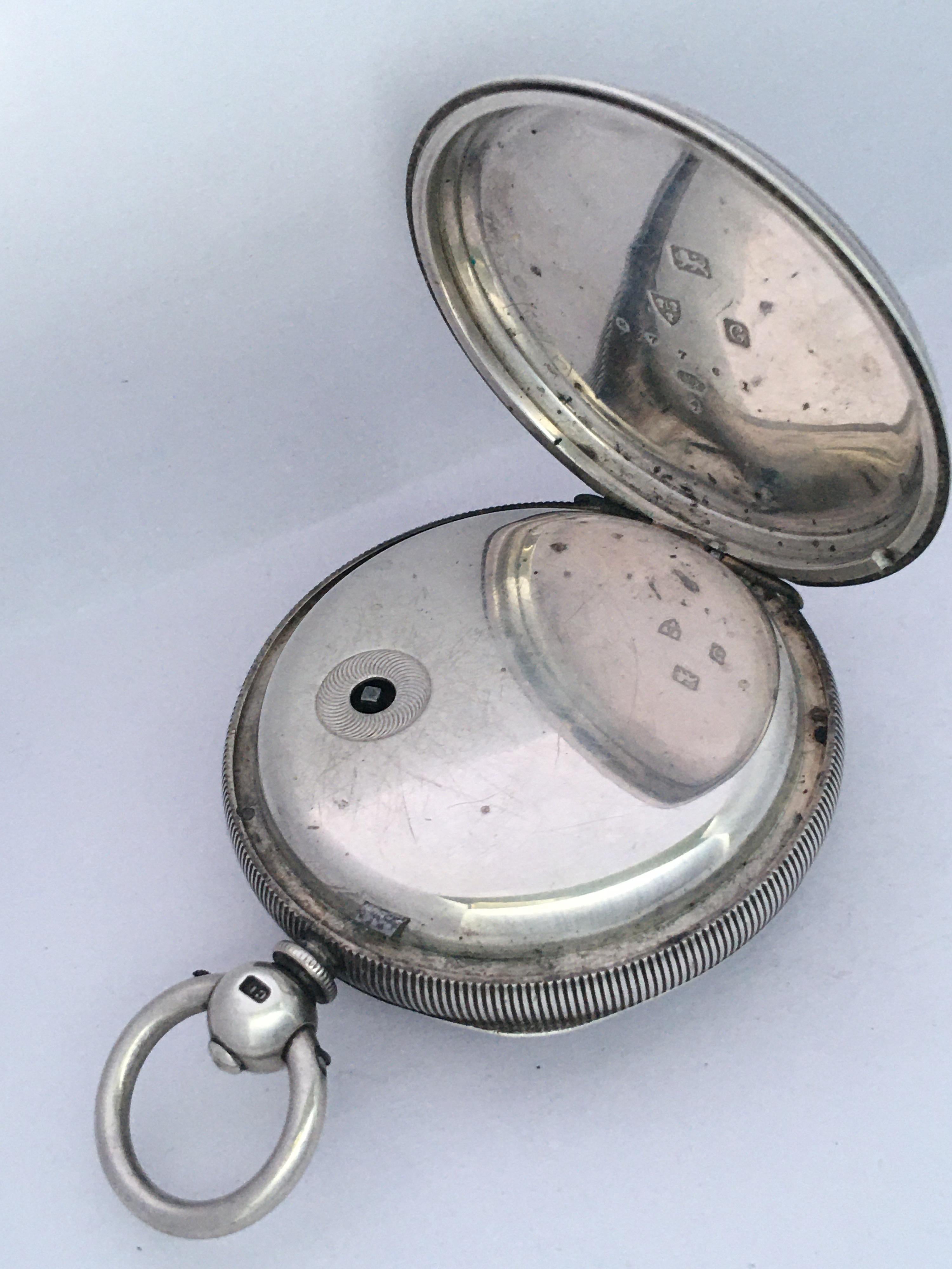 Antike silberne Taschenuhr mit Schlüsselaufzug Signiert J. Bolloten Bangor 2