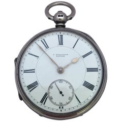 Antike silberne Taschenuhr mit Schlüsselaufzug Signiert J. Bolloten Bangor