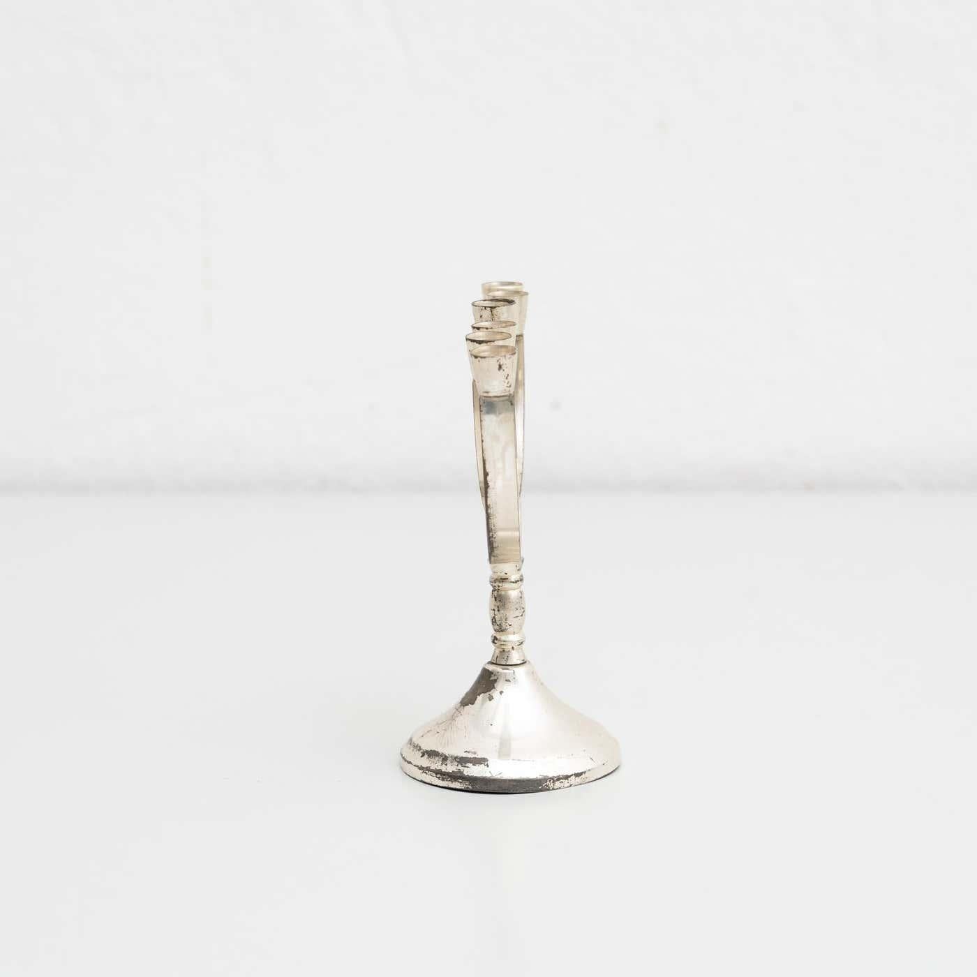 Mid-Century Modern Porte-bougies Menorah en argent ancien à 7 branches, vers 1950