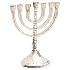 Used Silver 7 Branches Menorah Candle Holder, circa 1950