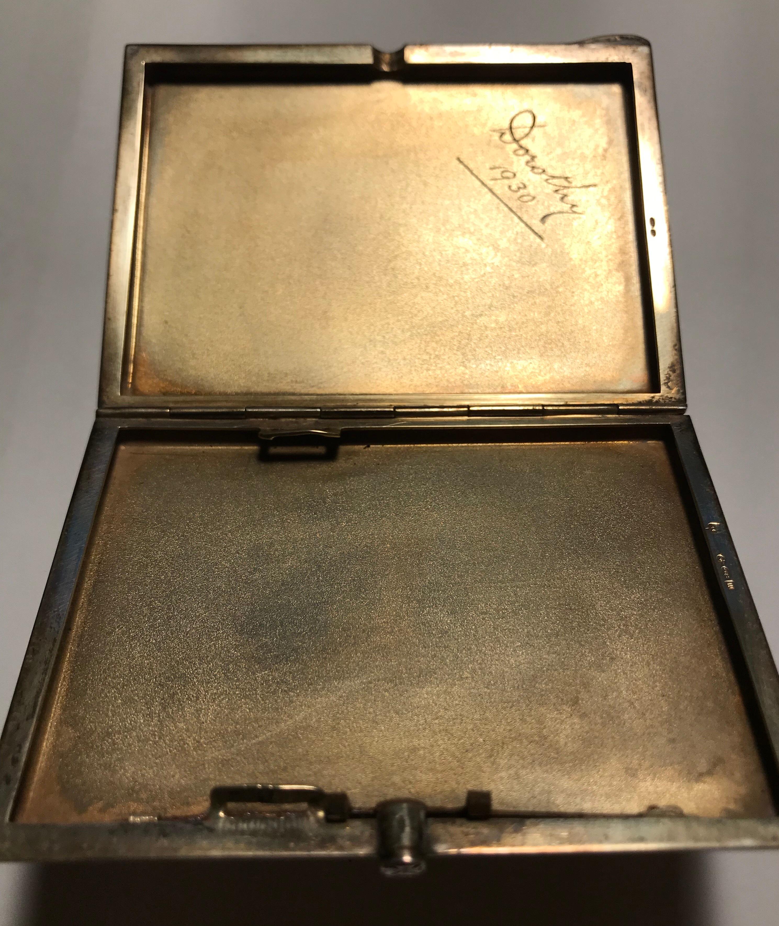 Antique Silver 925 and Guilloche Enamel Case, 1930 In Good Condition In Encinitas, CA