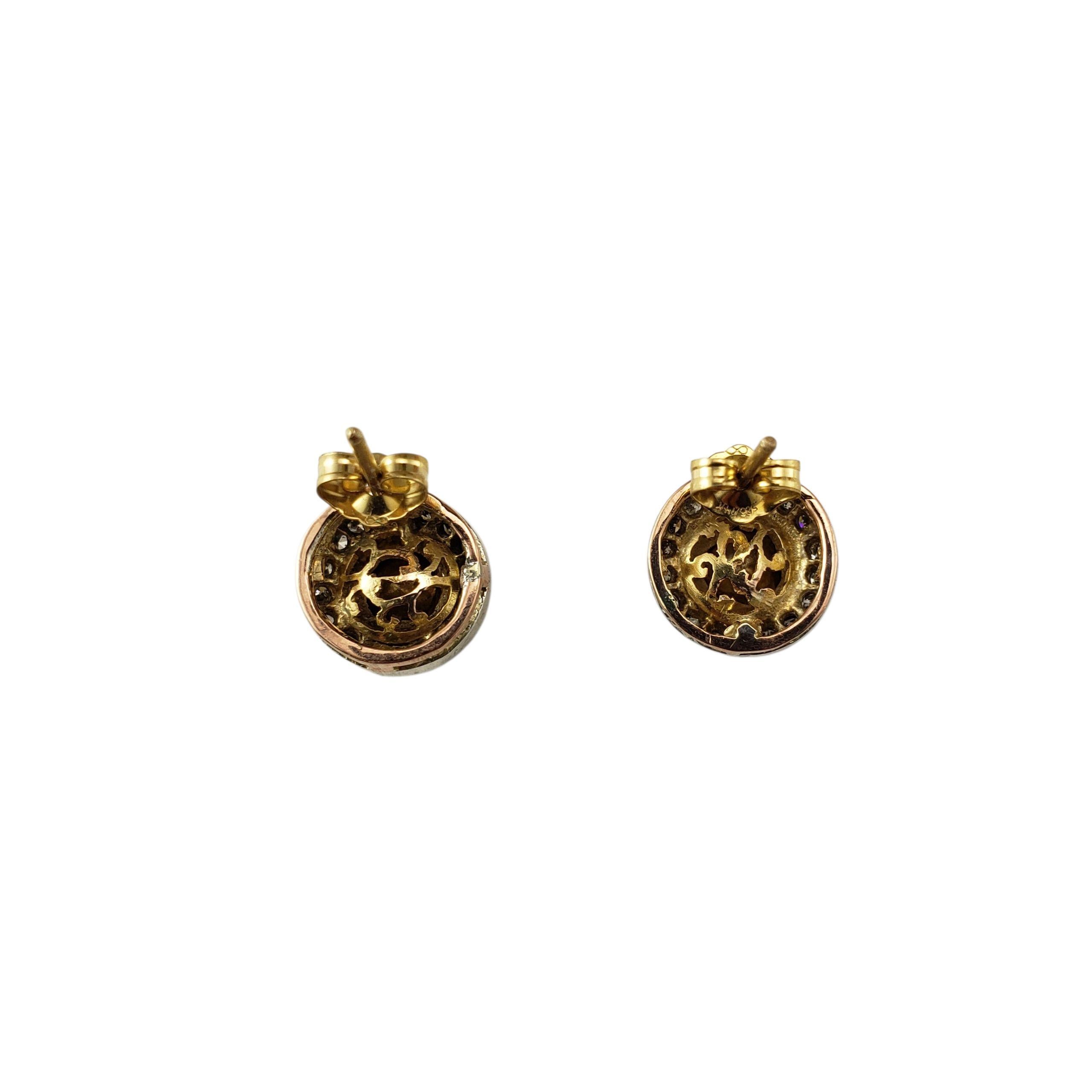 Boucles d'oreilles anciennes en argent/or jaune 9K avec diamants taillés en rose #22490 Bon état - En vente à Washington Depot, CT