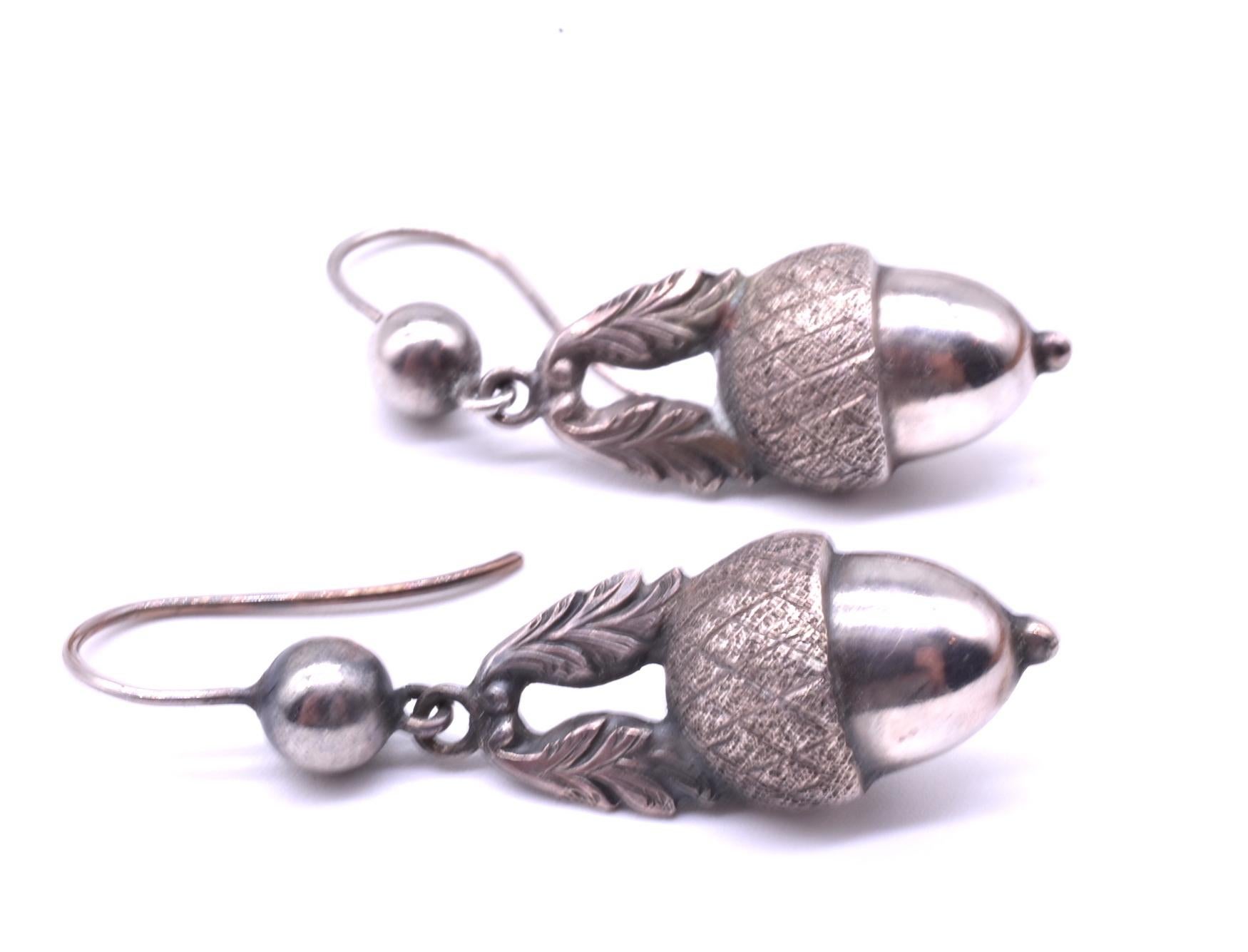 Victorian Antique Silver Acorn Earrings