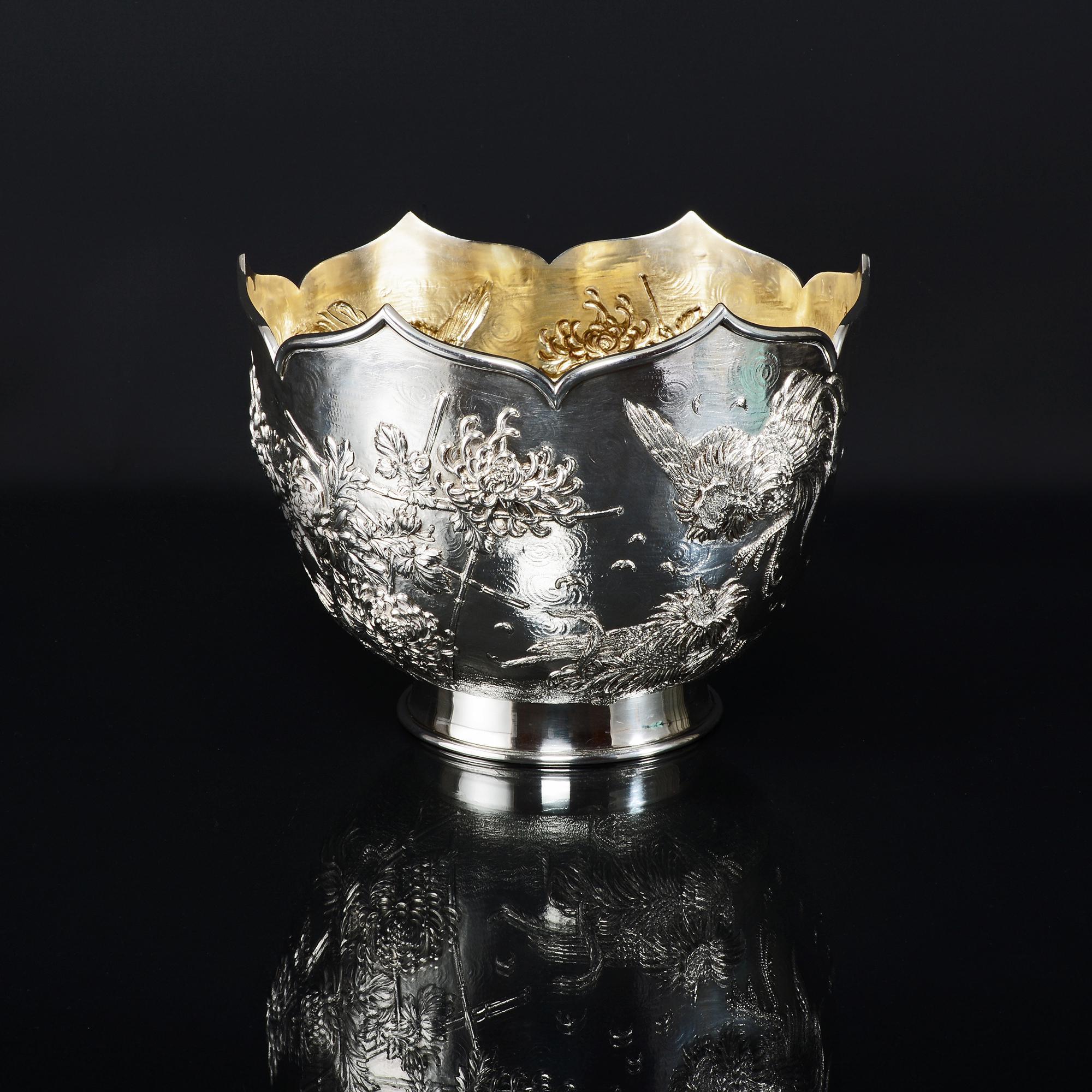 Antique Silver Aesthetic Rose Bowl In Good Condition For Sale In London, GB