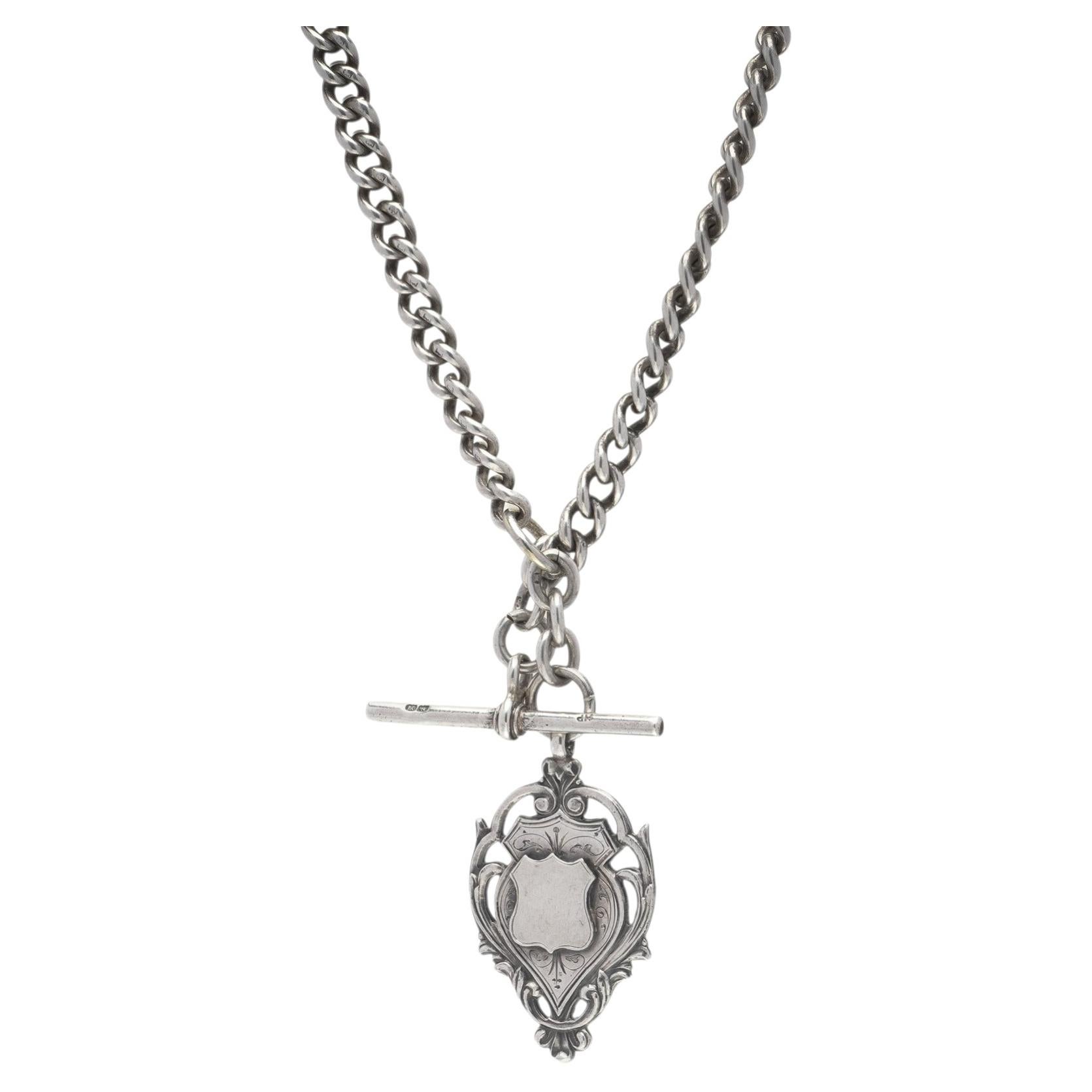 Chaîne Albert en argent ancien (chaîne de montre de poche), Birmingham 1939