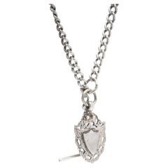 Antique Silver Albert Chain with 9KT Gold Shield, c.1910s–1920s