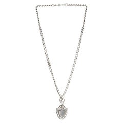 Antique Silver Albert Chain with 9KT Gold Shield, c.1910s–1920s
