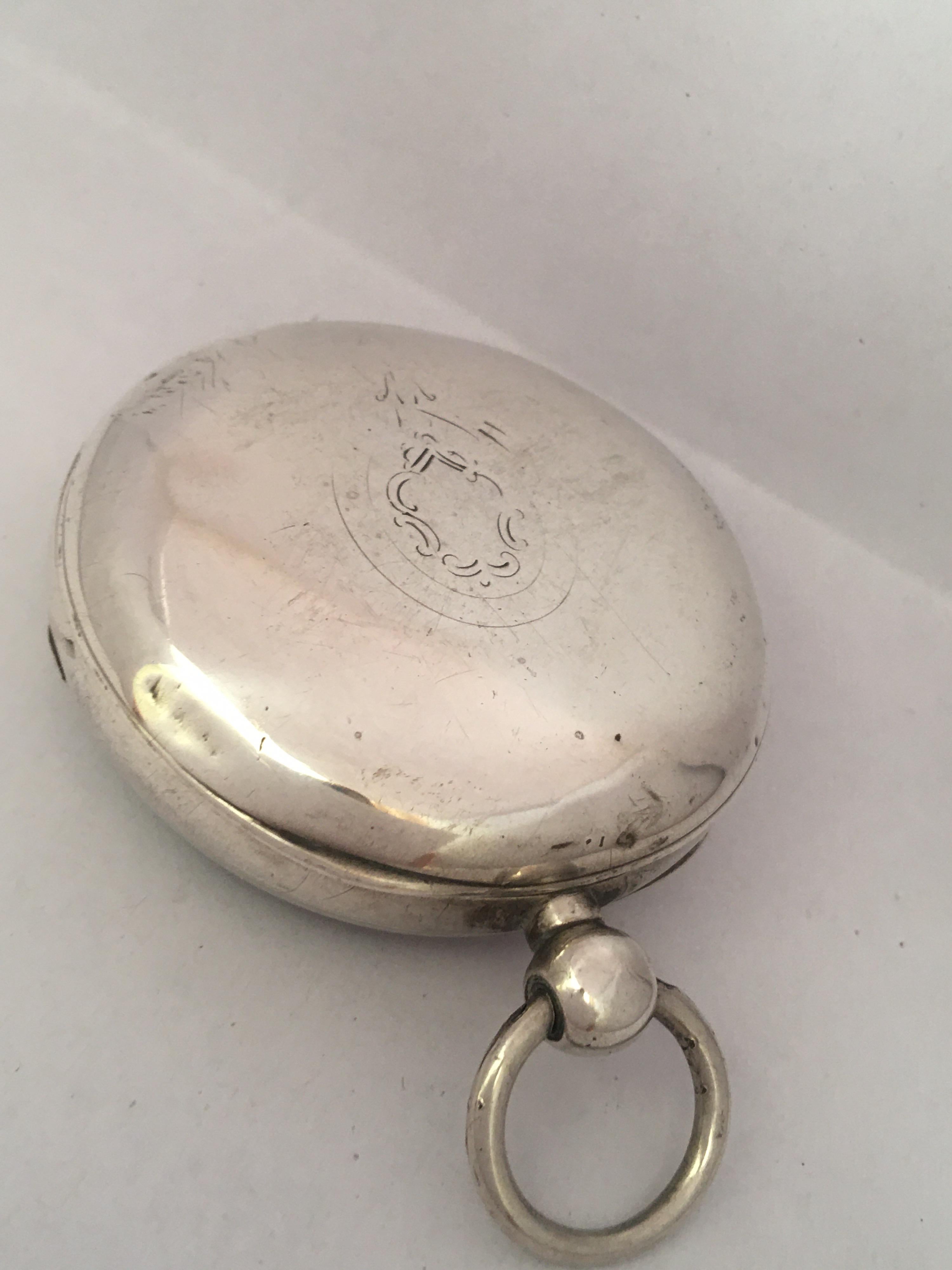 Antique Silver American Watch Co. Waltham Mass Key-Winding Pocket Watch For Sale 4