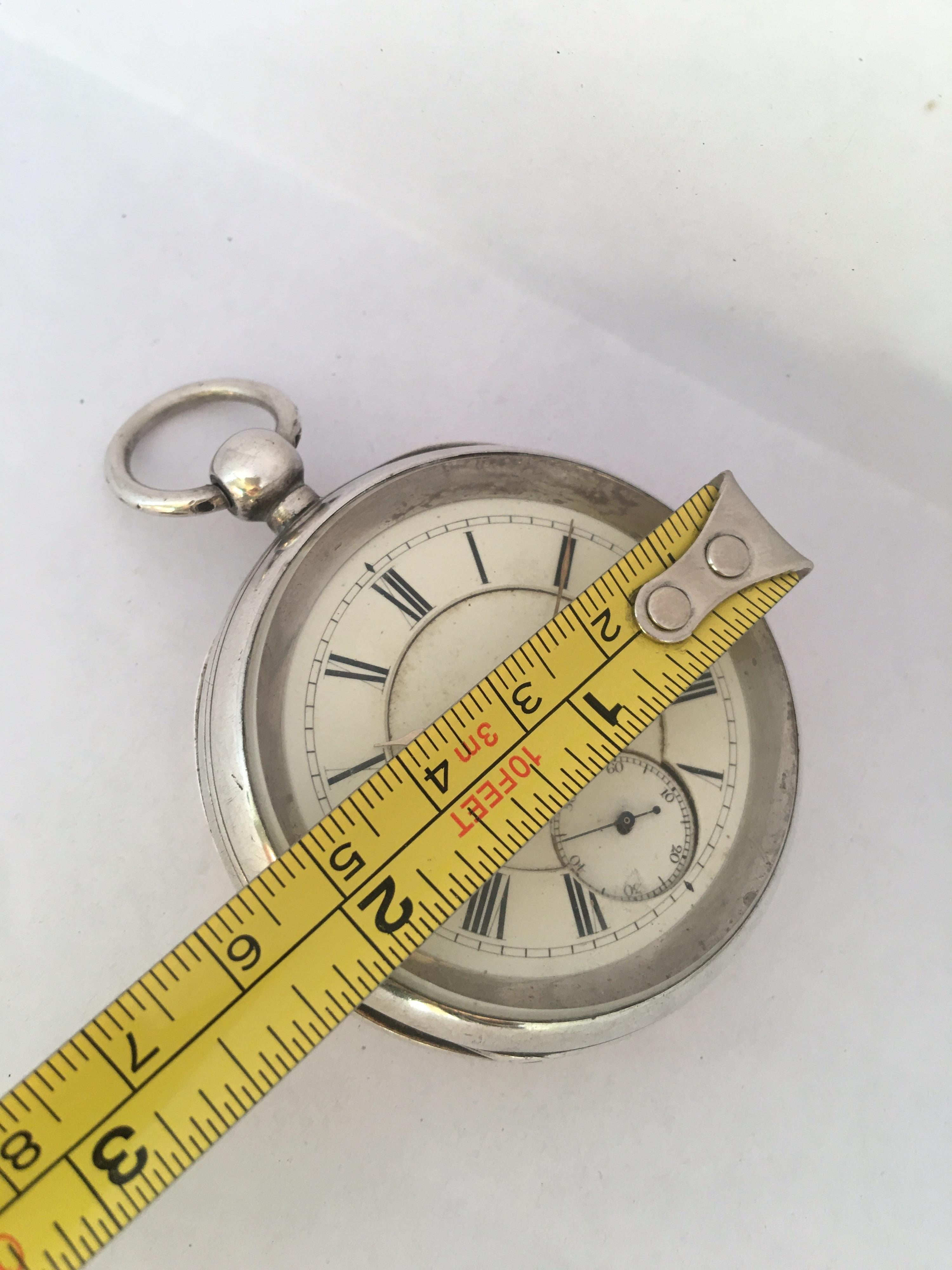 Antique Silver American Watch Co. Waltham Mass Key-Winding Pocket Watch For Sale 5