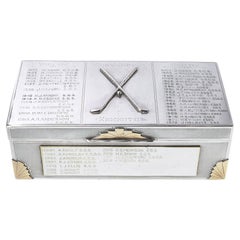 Antique Silver and 9KT Gold Golf Presentation Box, Walker & Hall, Sheffield 1932