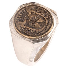 Antique Silver and Bronze Signet Men's Ring