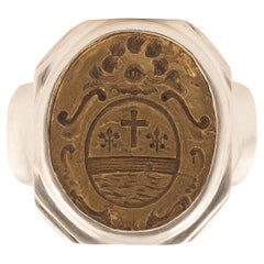 Antique Silver and Bronze Signet Men's Ring
