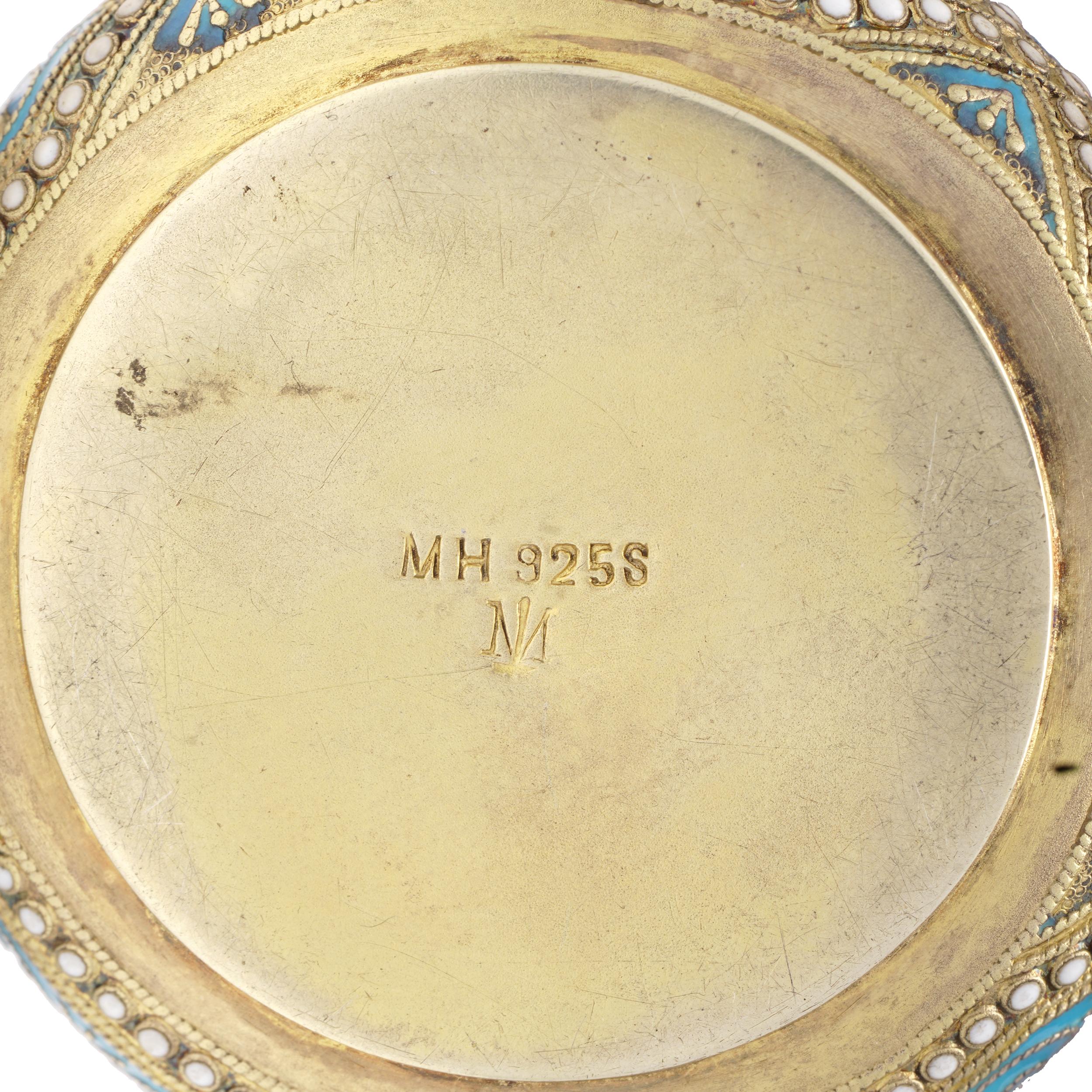 Antike Pillendose aus Silber und Cloisonné-Emaille  (Frühes 20. Jahrhundert) im Angebot