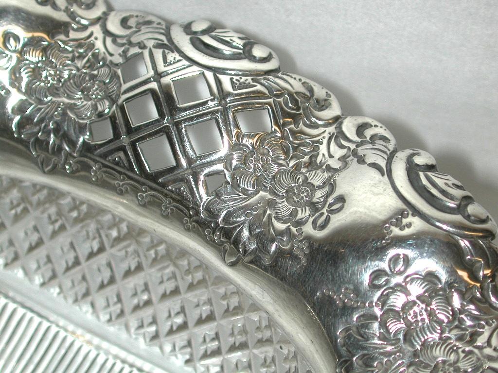 Victorian Antique Silver and Cut Glass Fruit Bowl, Dated 1896, Birmingham