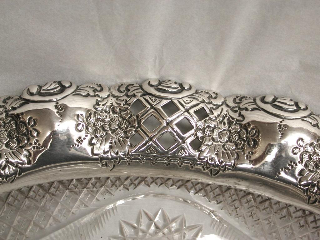 Antique Silver and Cut Glass Fruit Bowl, Dated 1896, Birmingham 1