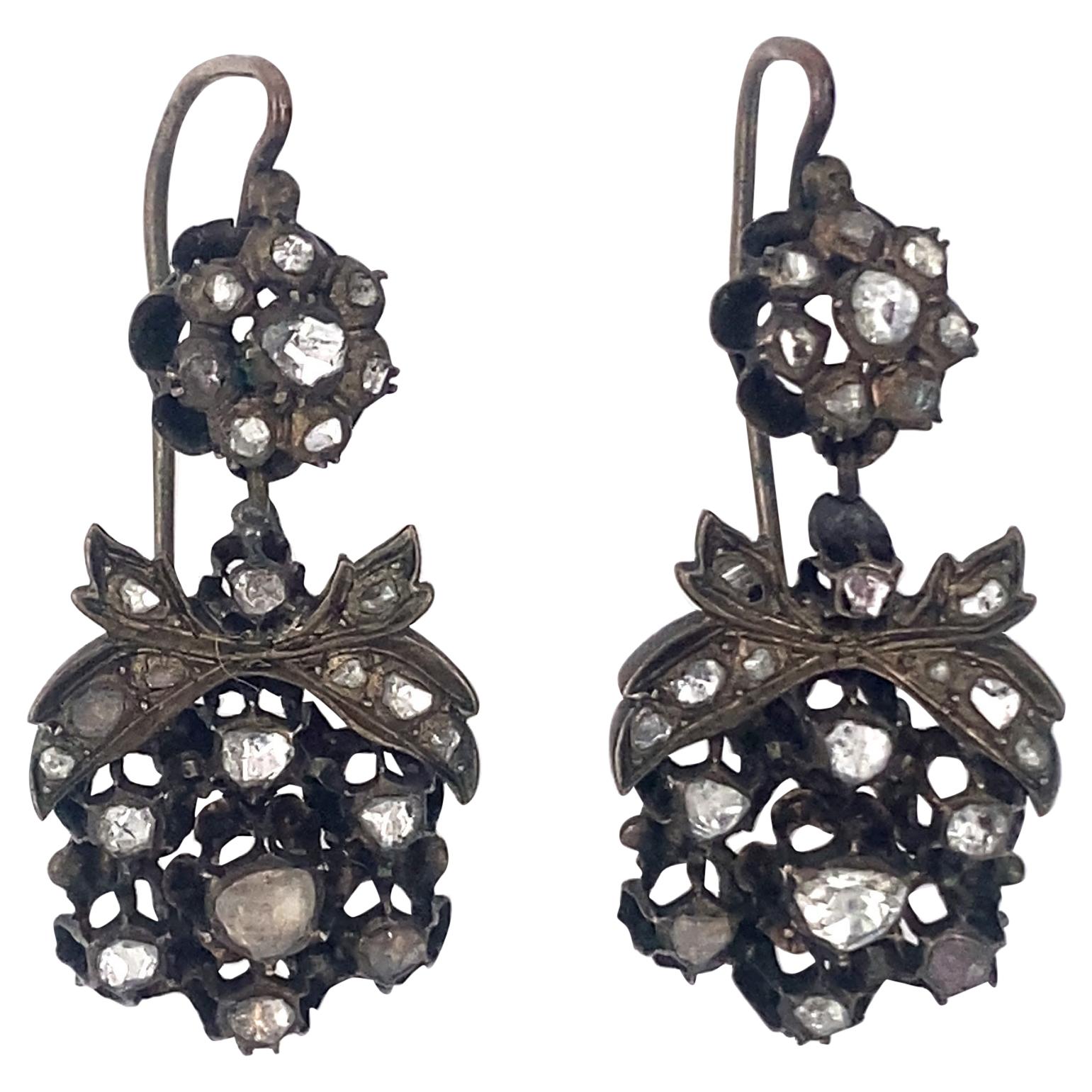 Antique Silver and Diamond Earrings