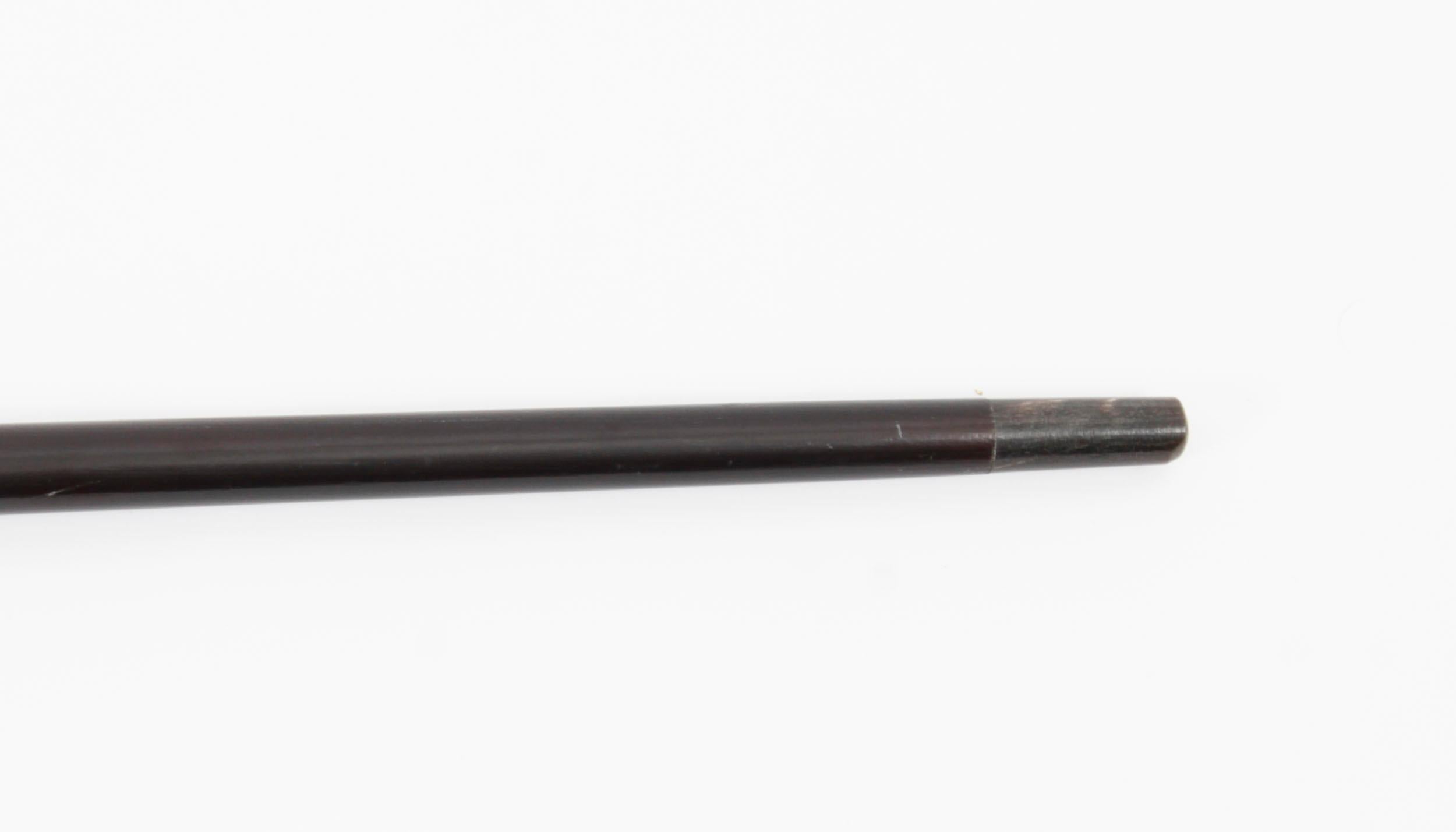 Antique Silver and Ebonized Walking Stick Cane Late 19th Century For Sale 3