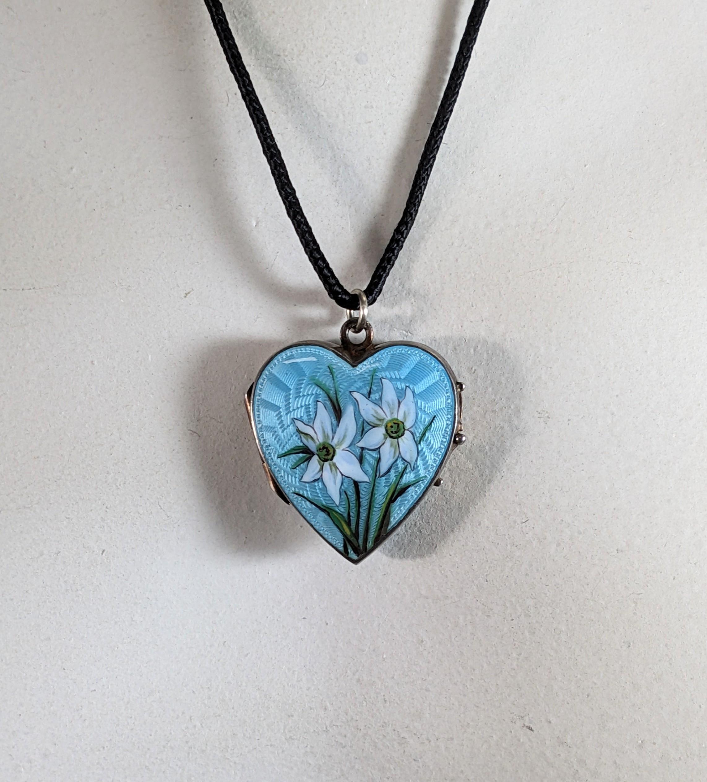 Antique Silver and Enamel Edelweiss Locket 4