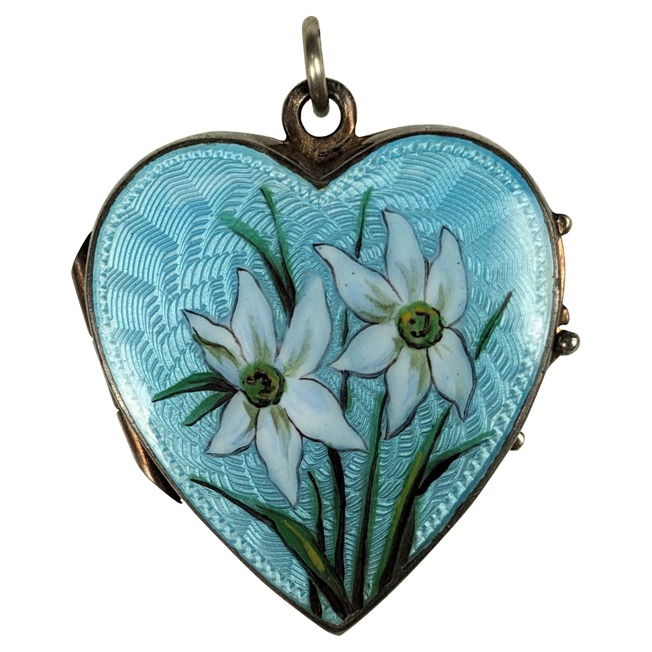 Antique Silver and Enamel Edelweiss Locket