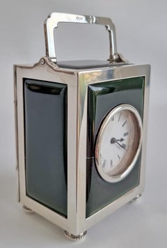 Antique Silver and Foil Backed Glass Carriage Clock Retailed by Mappin & Webb