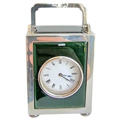 Antique Silver and Foil Backed Glass Carriage Clock Retailed by Mappin & Webb