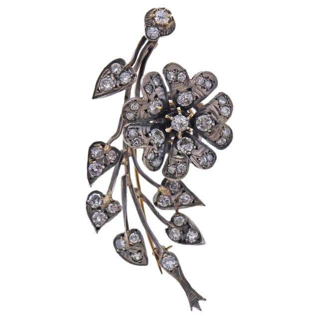Antique Silver Gold Diamond Imperial Topaz Brooch For Sale at 1stDibs ...