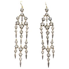 Diamond, Pearl and Antique Chandelier Earrings - 1,908 For Sale at 1stDibs
