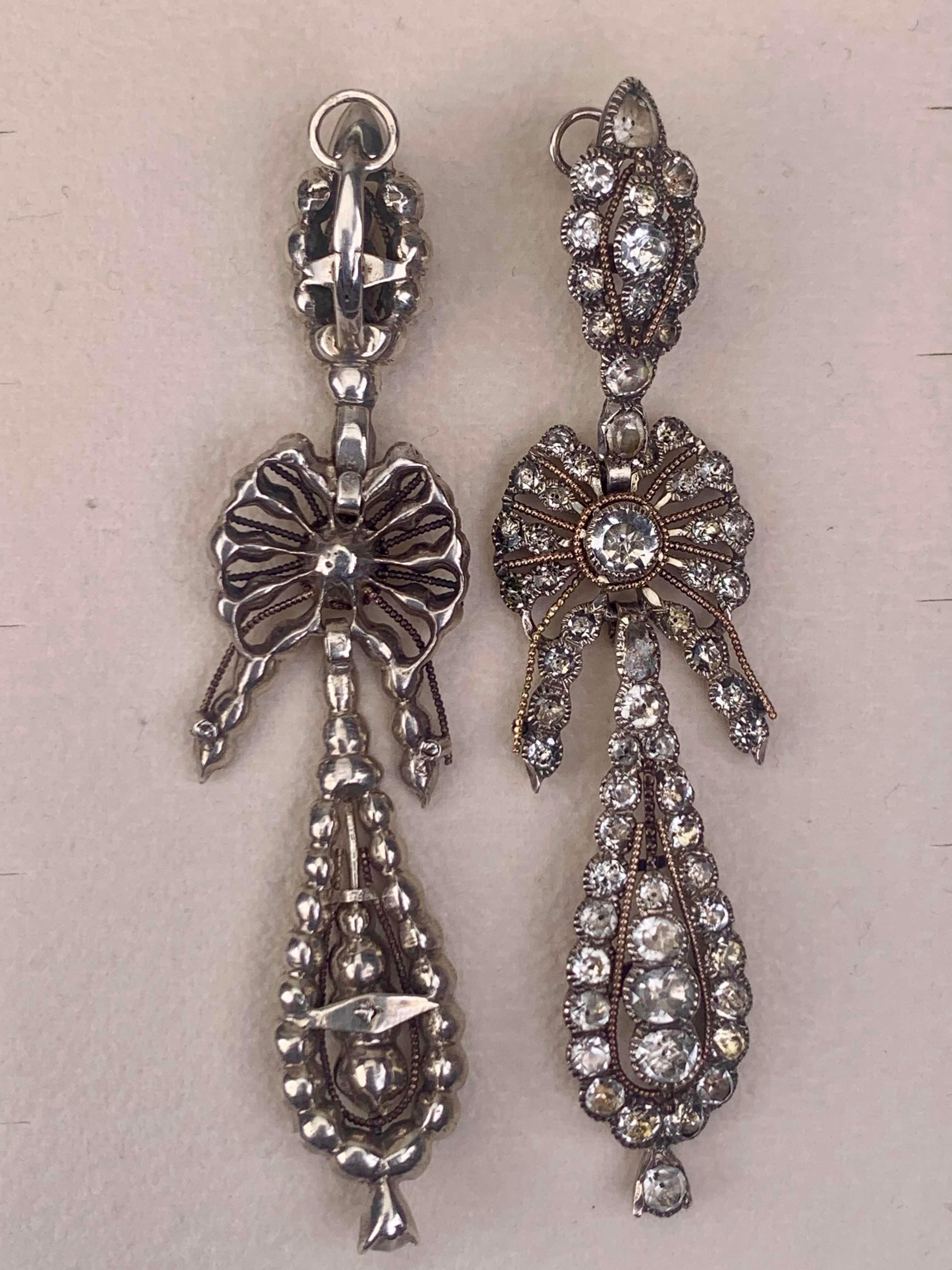 Donna Antique silver and gold earrings with ‘Minas-Novas’ (quartz), Portuguese in vendita