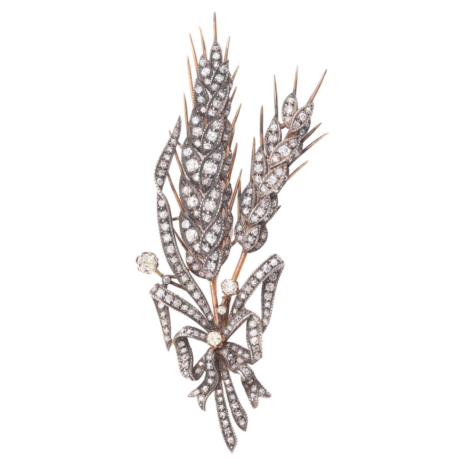 Antique Silver And Gold Old Cut Diamond Flower Large Brooch 1870ca For ...