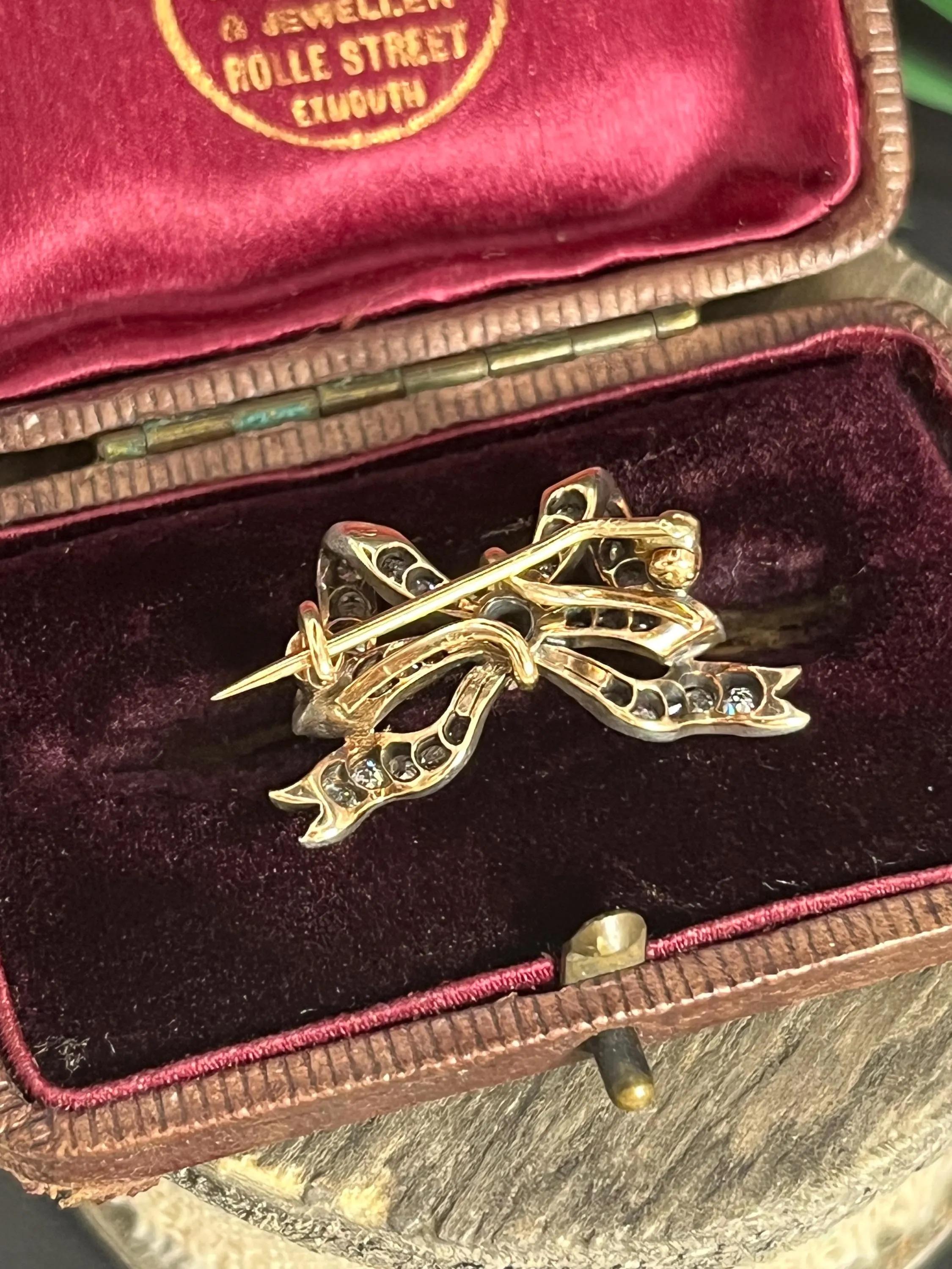 Broche en argent et en or de l'époque victorienne, avec des diamants taillés à l'ancienne. en vente 5