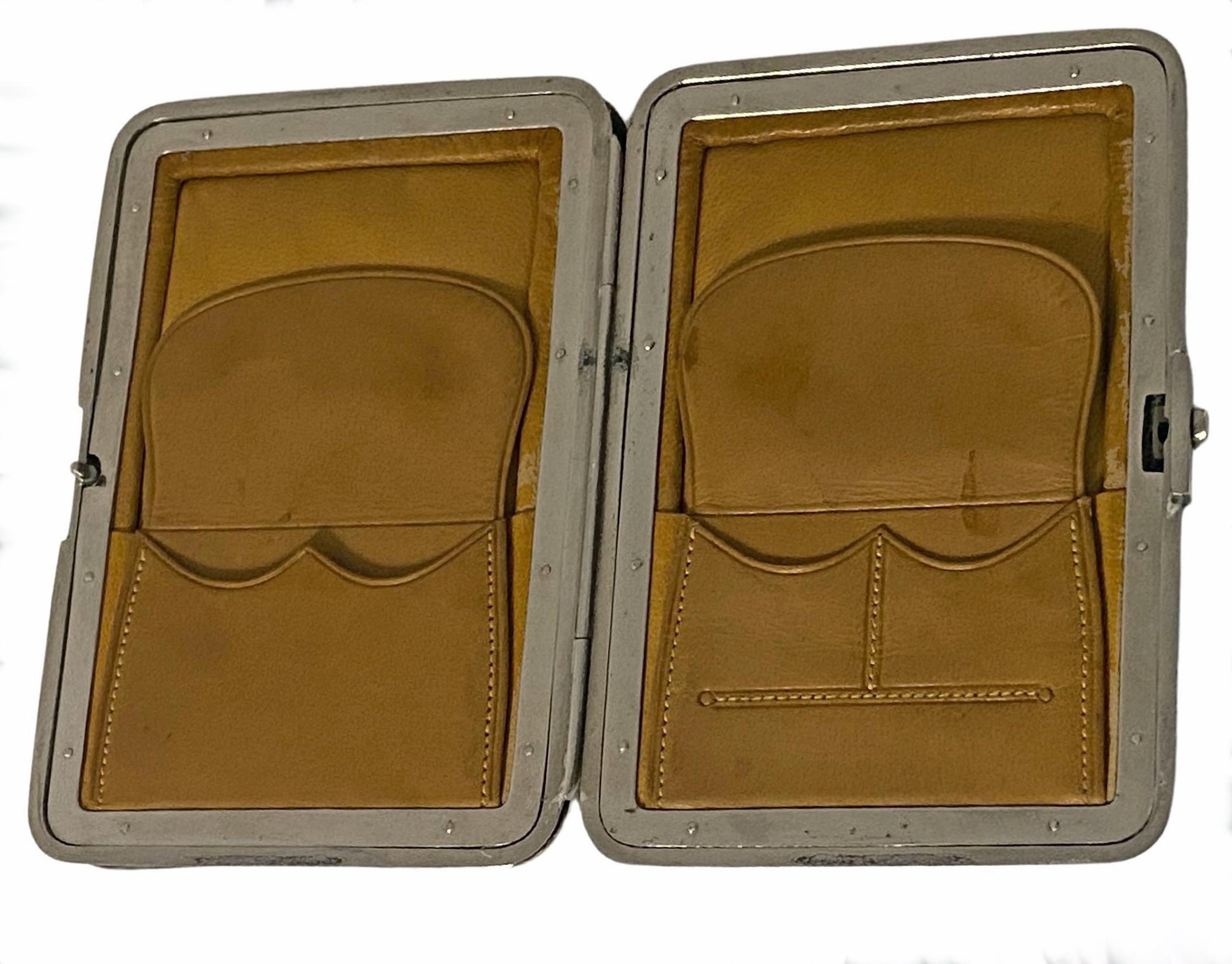Antike Silber- und Leder-Wallet-Taschenhalter Birmingham 1895 W. Ellwick für Damen oder Herren