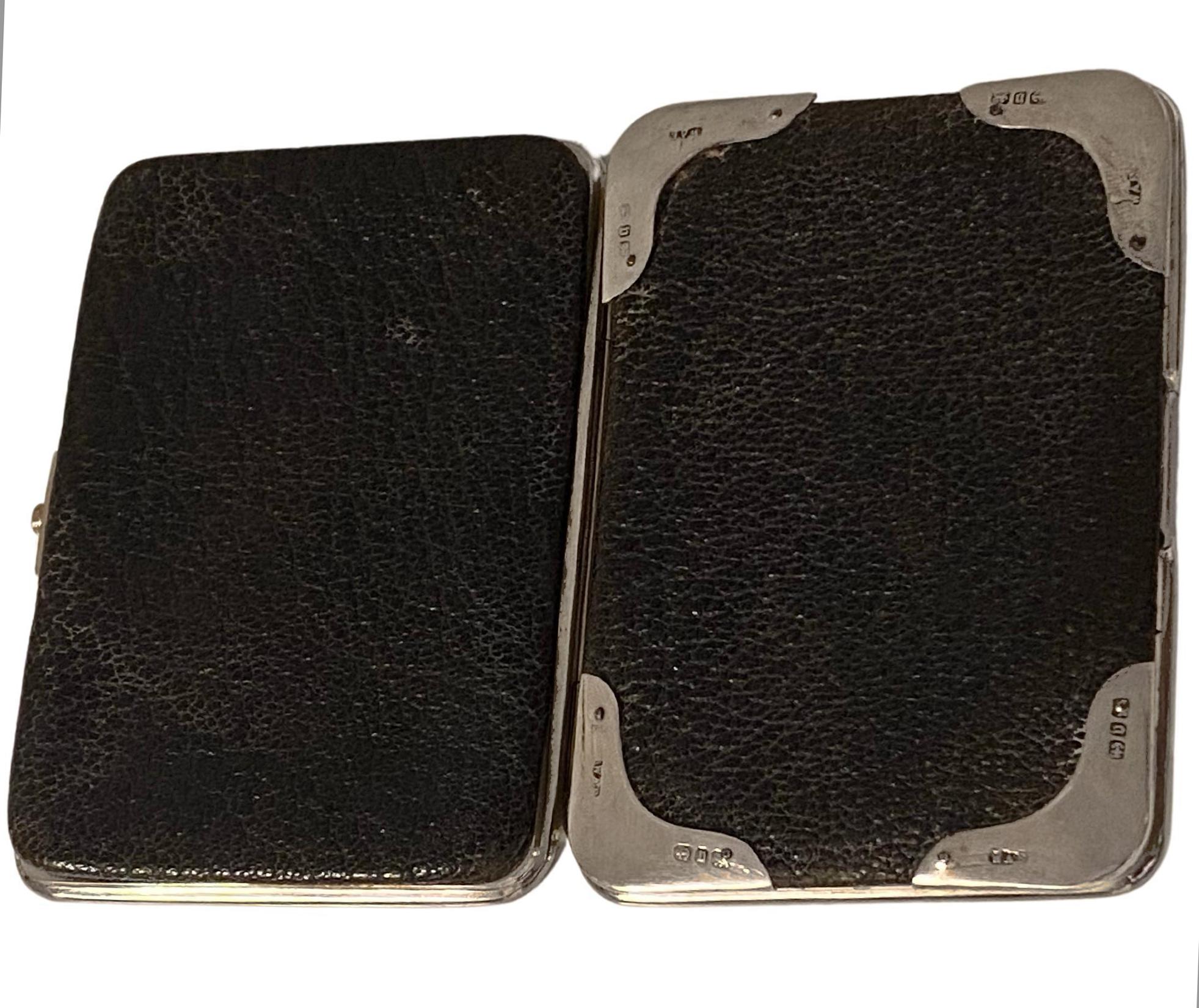 Antike Silber- und Leder-Wallet-Taschenhalter Birmingham 1895 W. Ellwick 3