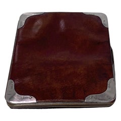 Antique Silver and leather wallet purse holder Birmingham 1898