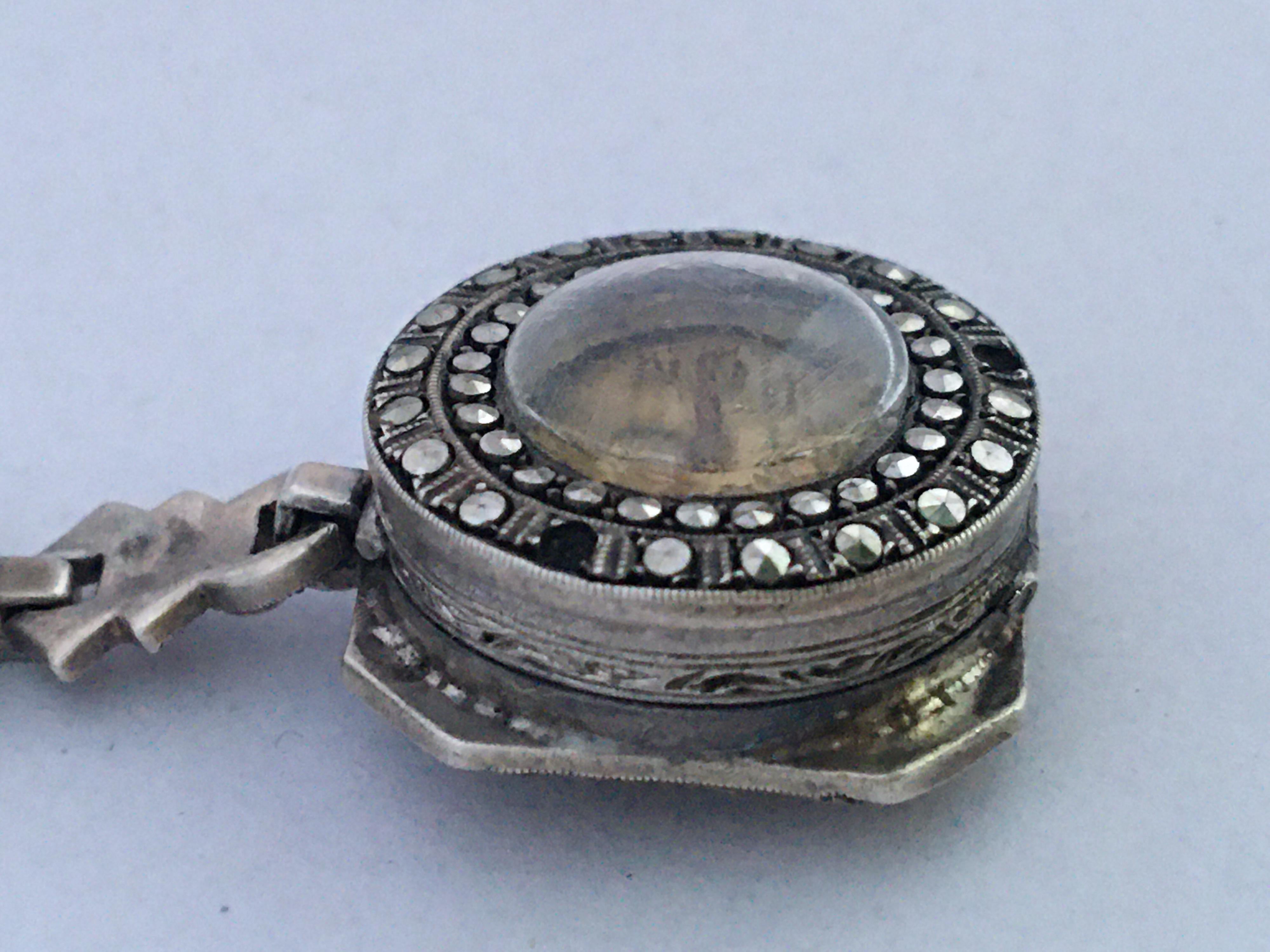Antique Silver and Marcasite Nurse’s / Brooch Watch For Sale 3