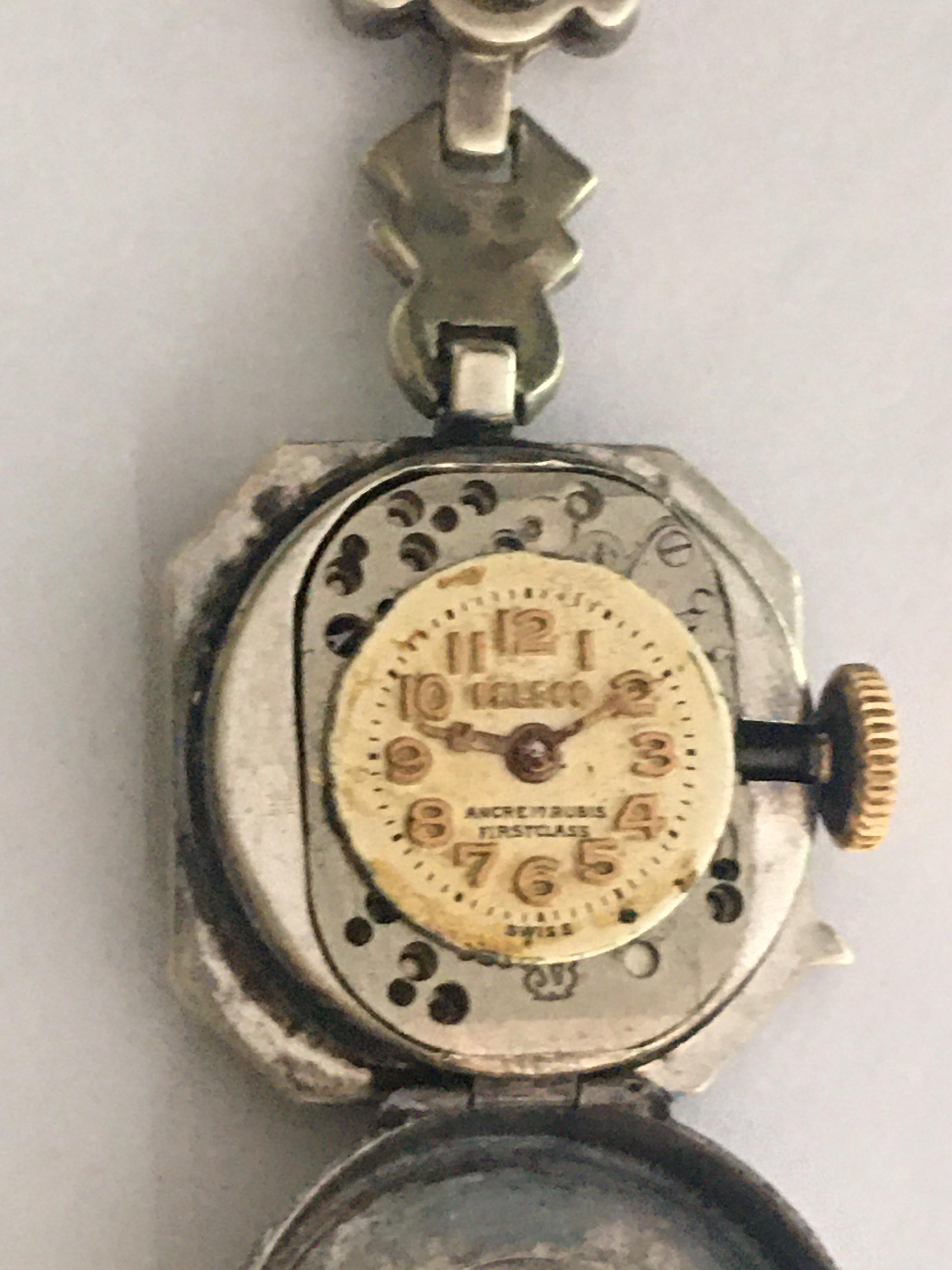 Antique Silver and Marcasite Nurse’s / Brooch Watch For Sale 6