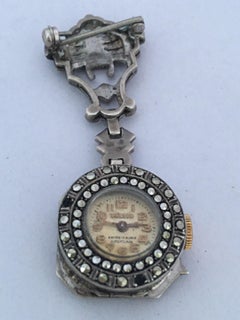 Antique Silver and Marcasite Nurse’s / Brooch Watch