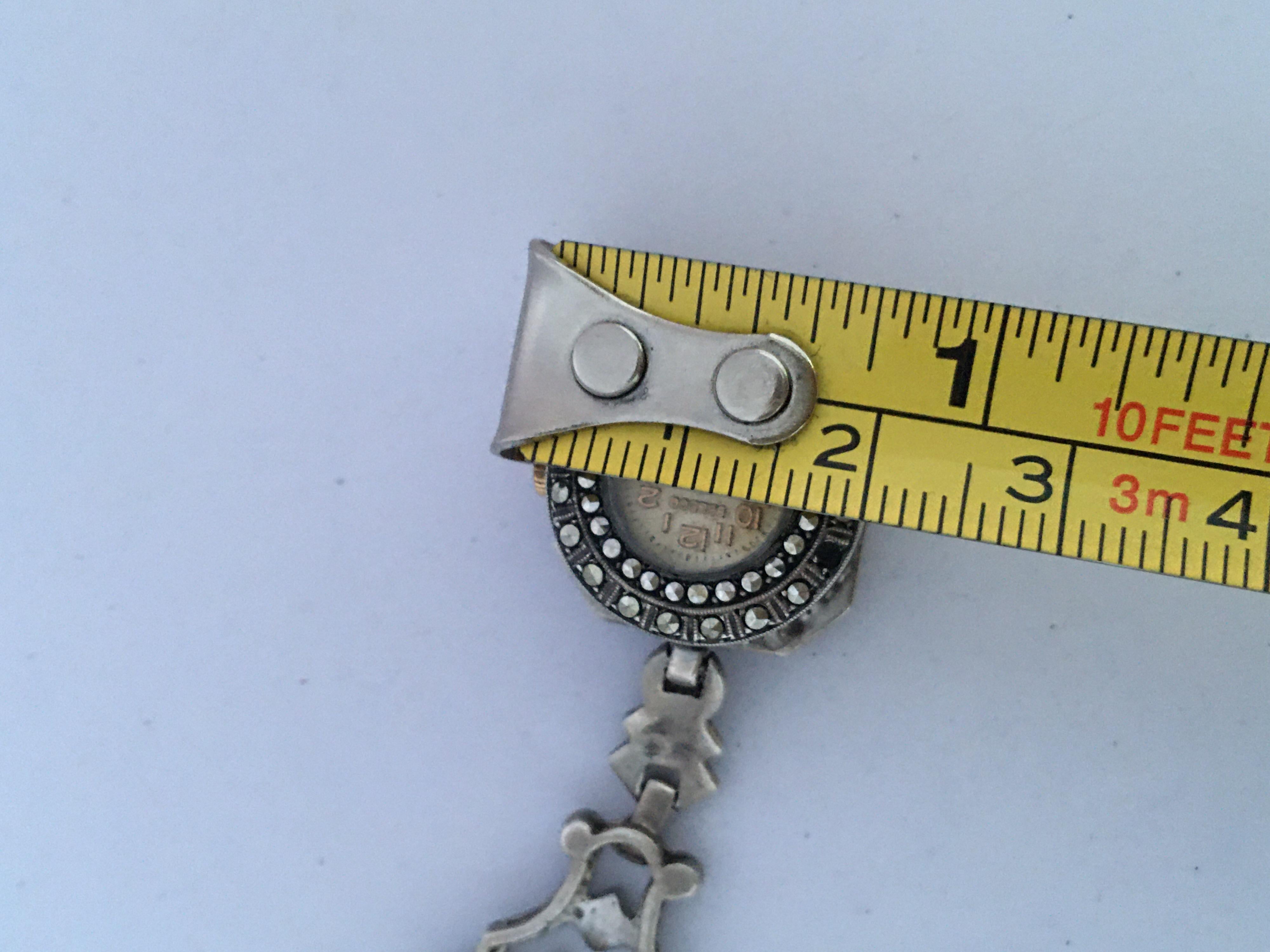 Antique Silver and Marcasite Nurse’s / Brooch Watch For Sale 1