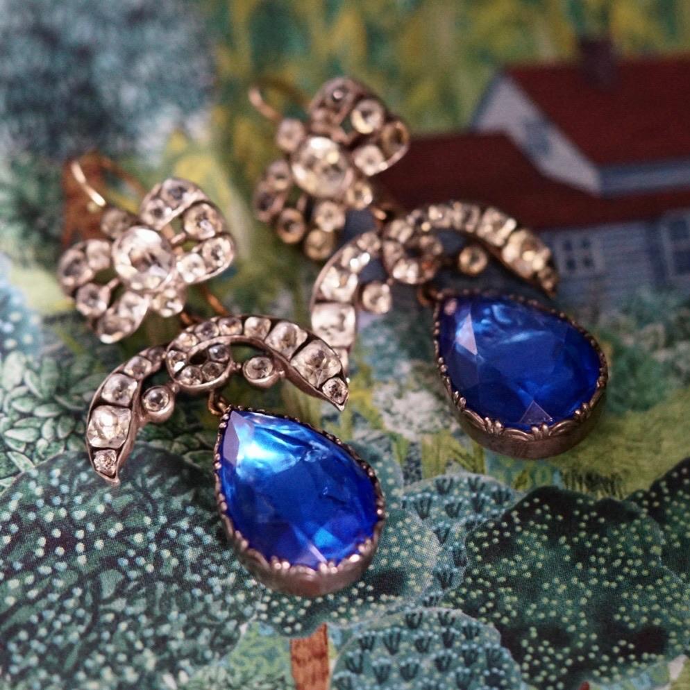 Antique Silver and Paste Earrings In Good Condition For Sale In London, Mayfair