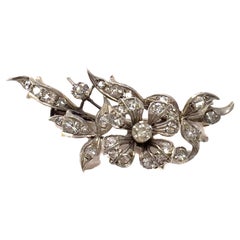 Antique Silver and Paste Floral Spray Brooch