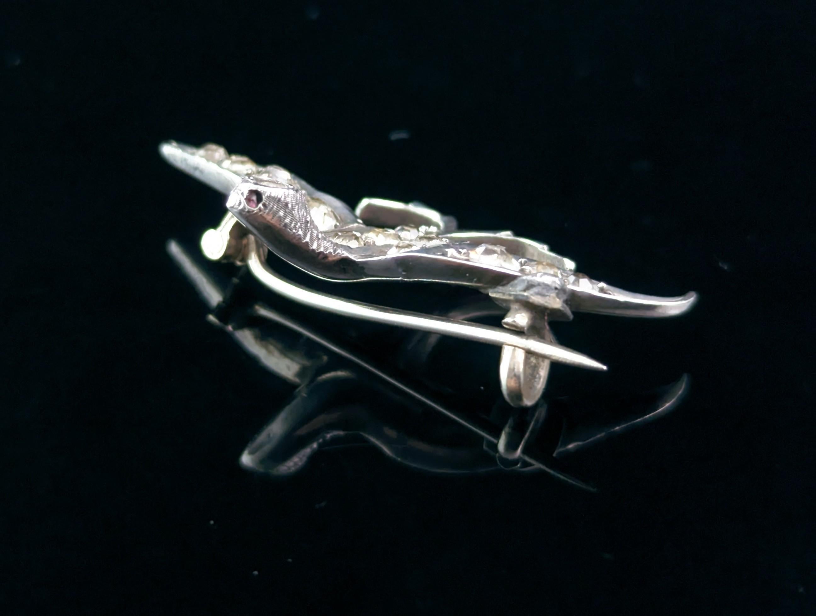 Antique silver and paste swallow brooch, Victorian  For Sale 1